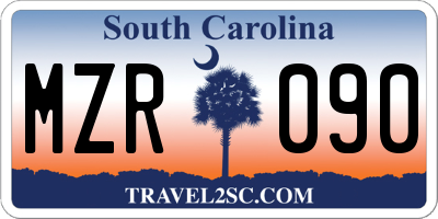 SC license plate MZR090