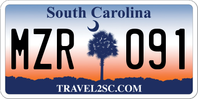 SC license plate MZR091