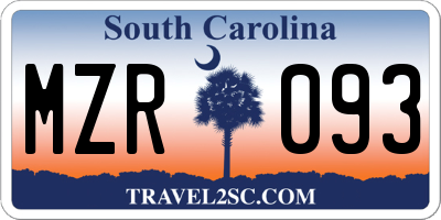 SC license plate MZR093