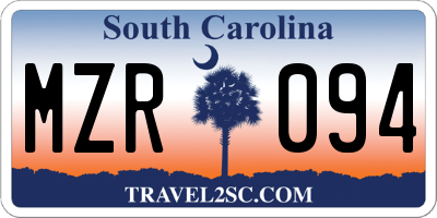 SC license plate MZR094