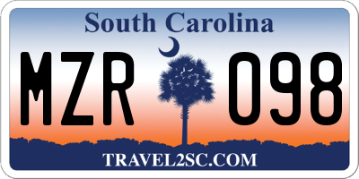 SC license plate MZR098
