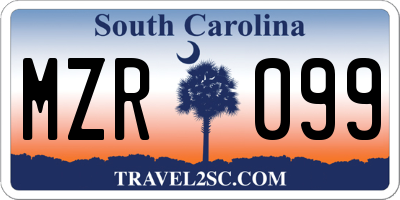 SC license plate MZR099