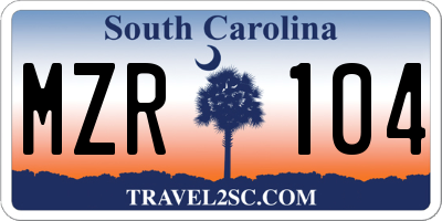 SC license plate MZR104