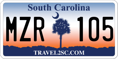SC license plate MZR105
