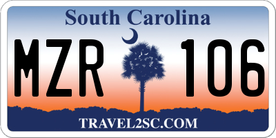 SC license plate MZR106