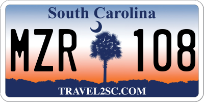 SC license plate MZR108