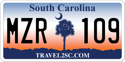 SC license plate MZR109