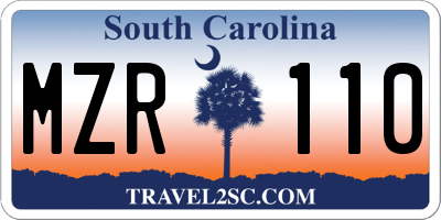 SC license plate MZR110