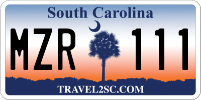 SC license plate MZR111