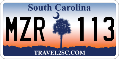 SC license plate MZR113