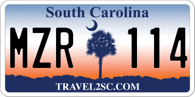 SC license plate MZR114
