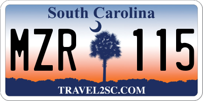 SC license plate MZR115