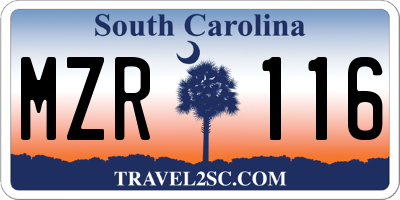 SC license plate MZR116