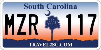 SC license plate MZR117