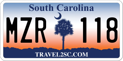 SC license plate MZR118