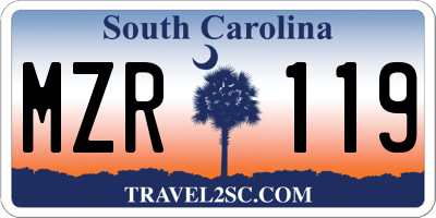SC license plate MZR119