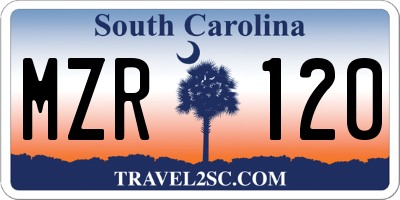 SC license plate MZR120