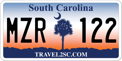 SC license plate MZR122
