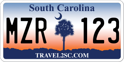 SC license plate MZR123