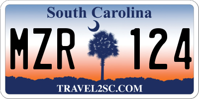 SC license plate MZR124
