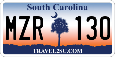 SC license plate MZR130