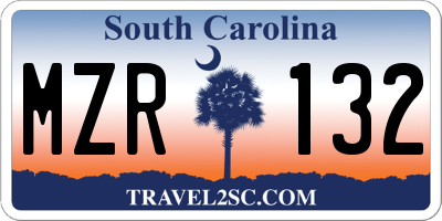 SC license plate MZR132