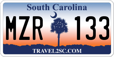 SC license plate MZR133