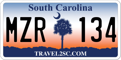 SC license plate MZR134