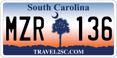 SC license plate MZR136