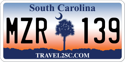 SC license plate MZR139