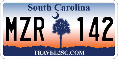SC license plate MZR142