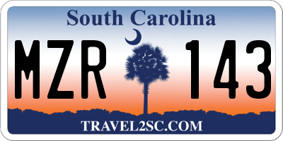 SC license plate MZR143