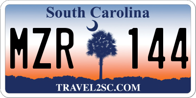 SC license plate MZR144
