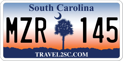 SC license plate MZR145