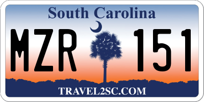 SC license plate MZR151