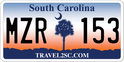 SC license plate MZR153