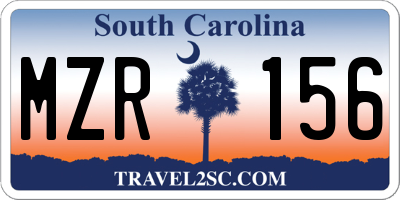SC license plate MZR156