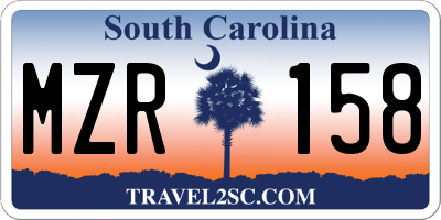 SC license plate MZR158