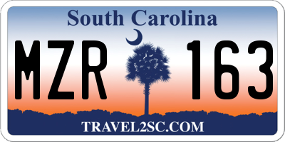 SC license plate MZR163