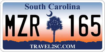 SC license plate MZR165