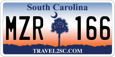 SC license plate MZR166