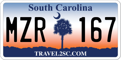 SC license plate MZR167