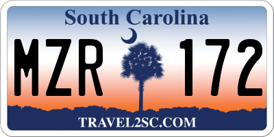 SC license plate MZR172