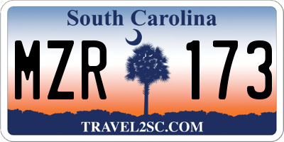 SC license plate MZR173