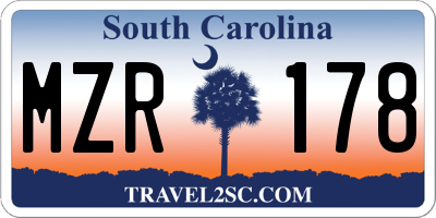 SC license plate MZR178