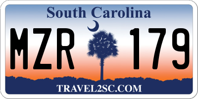 SC license plate MZR179