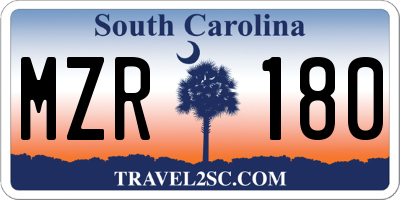 SC license plate MZR180
