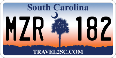 SC license plate MZR182