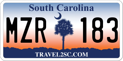SC license plate MZR183