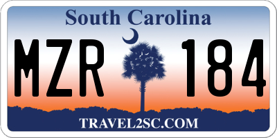 SC license plate MZR184